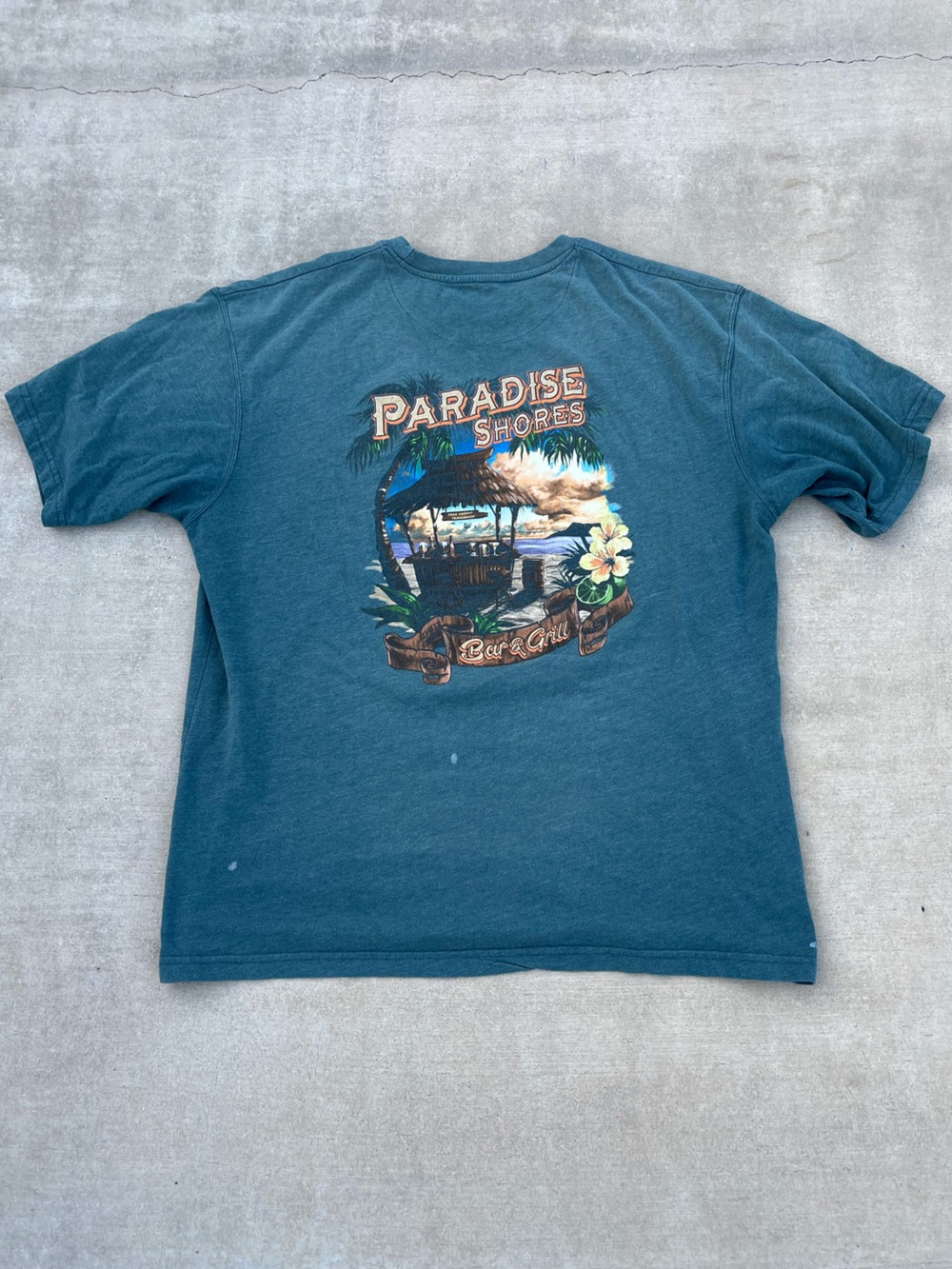 Vintage Surfwear Paradise Shores Graphic Tee - Teal Short Sleeve size XL